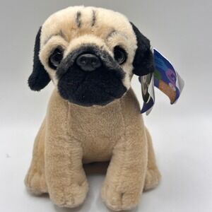 NWT Living Nature Naturli Pug Plush Stuffed Animal Eco Friendly Fawn Dog AN439